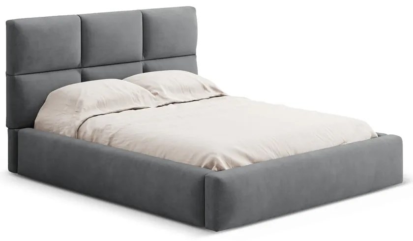 Sivá čalúnená dvojlôžková posteľ s úložným priestorom s roštom 200x200 cm Libera – Windsor &amp; Co Sofas