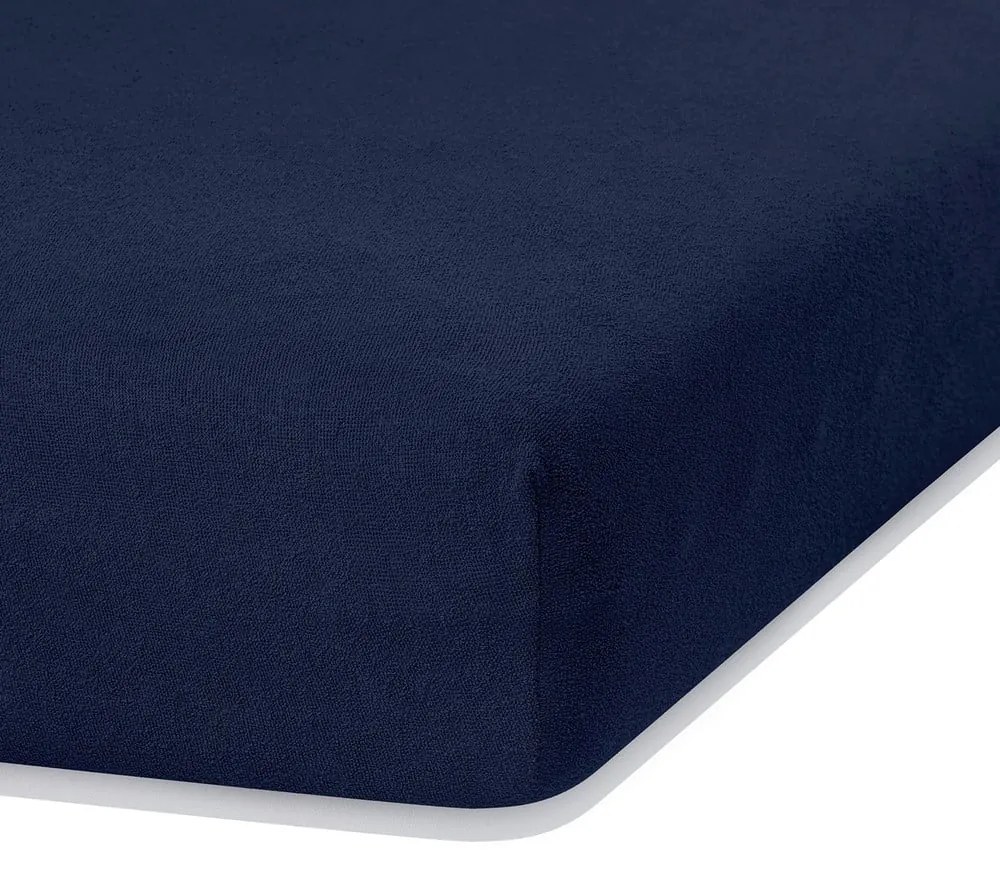 Námornícky modrá elastická plachta s vysokým podielom bavlny AmeliaHome Ruby, 200 x 80-90 cm