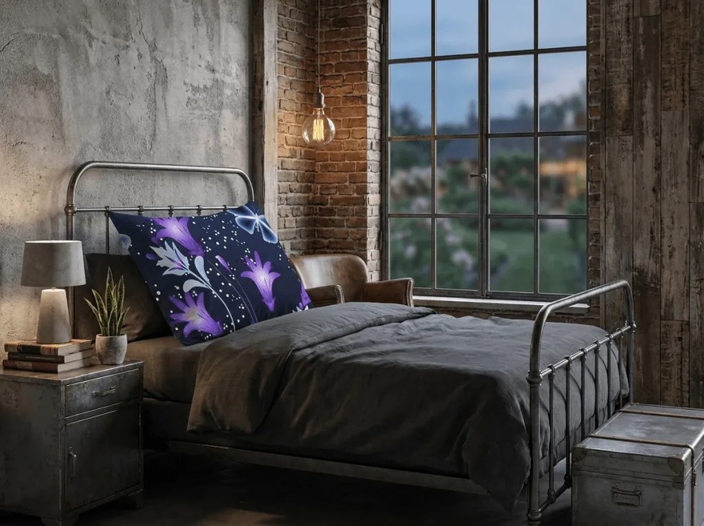 Obliečka na vankúš z mikrovlákna VIOLET BUTTERFLY 70x90 cm, tmavomodrý
