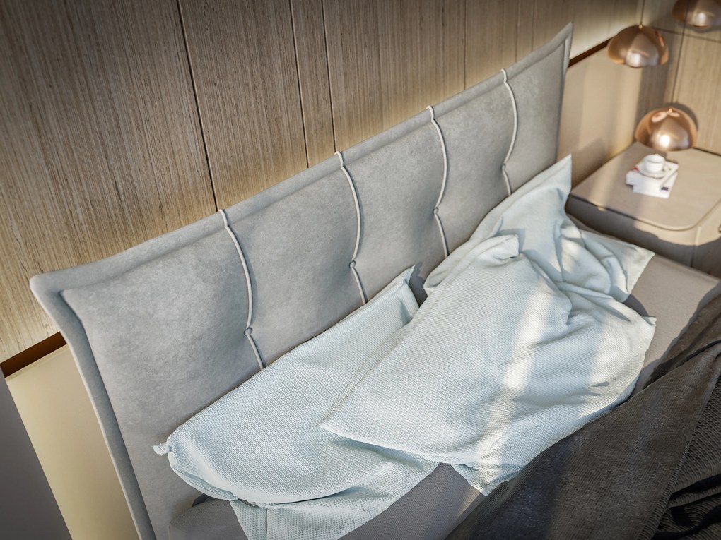 Manželská posteľ Boxspring 180 cm Mirage (svetlosivá) (s matracom a úl. priestorom). Akcia -20%. Vlastná spoľahlivá doprava až k Vám domov. 1043420