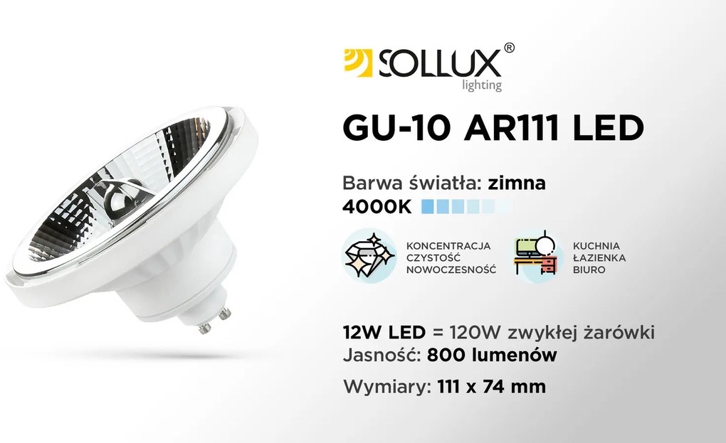 LED žiarovka GU10 4000k 10w 850lm