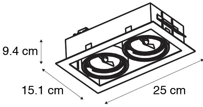 Moderný zapustený reflektor čierny 2-svetlo nastaviteľný - Oneon 70