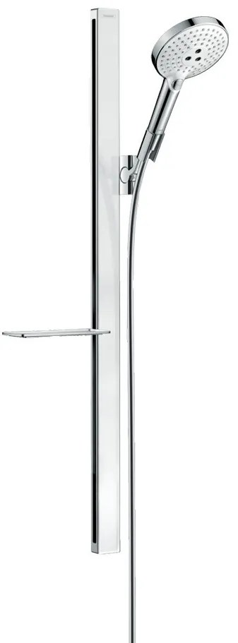 Hansgrohe Raindance Select S, sprchová sada 120 3jet so sprchovou tyčou 90 cm a miskou na mydlo, biela/chrómová, HAN-27648400