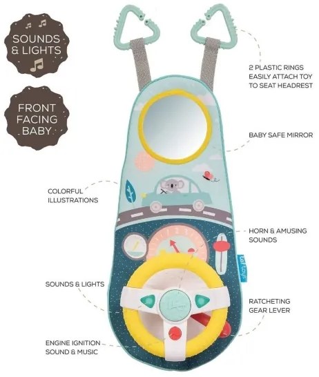 Taf Toys - Závesný volant do auta koala 2xAA