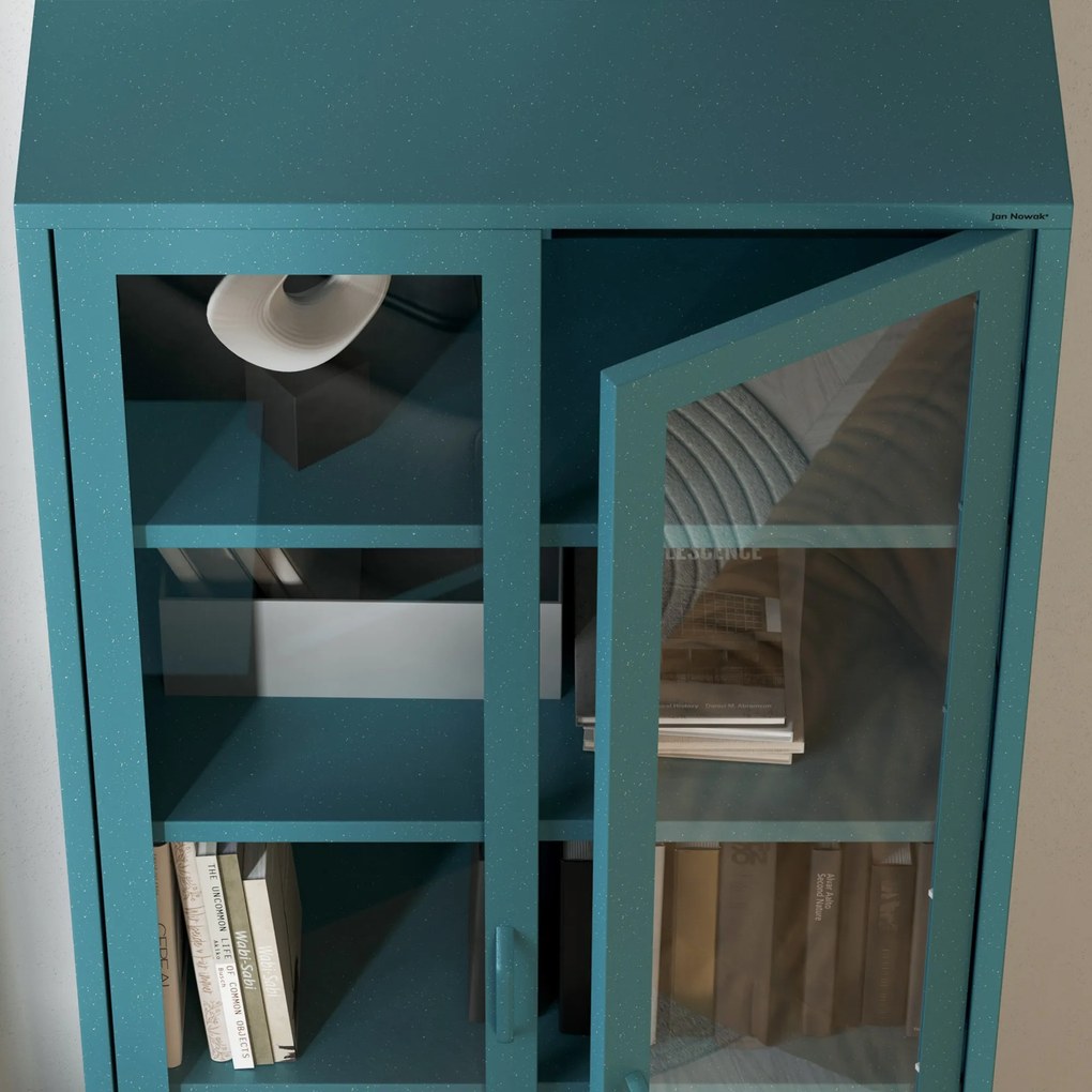 Vitrína ANGELO, 800 x 1850 x 450 mm, Modern: morská modrá
