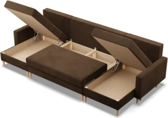 Sedacia súprava BLANK Comfort v tvare U hnedá