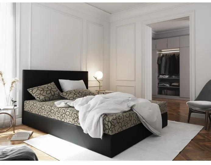 Manželská postel v eko kůží s úložným prostorem 180x200 LUDMILA - černá / smotanová