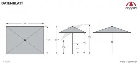 Doppler ACTIVE 200 x 120 cm - slnečník so stredovou nohou : Barvy slunečníků - 820