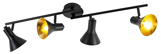 Moderné bodové svetlo čierne so zlatom 4-svetlo - Magno