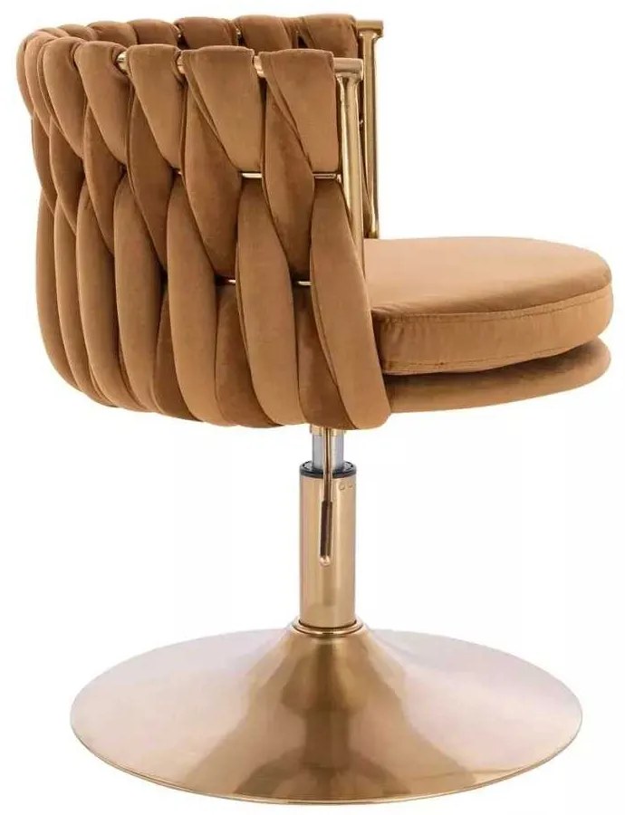 LuxuryForm DESIGN Stolička LYON VELUR na zlatom tanieri - medová