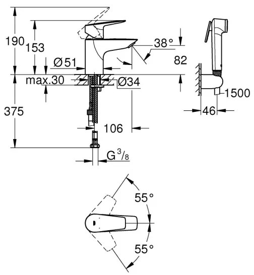 GROHE 23773001 - Umývadlová batéria START EDGE veľkosť S lesklý chróm