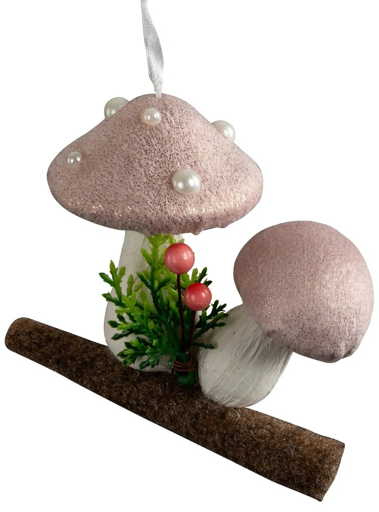 VIANOČNÁ DEKORÁCIA MUSHROOM1 SADA 24KS 9X10 CM RUŽOVÁ