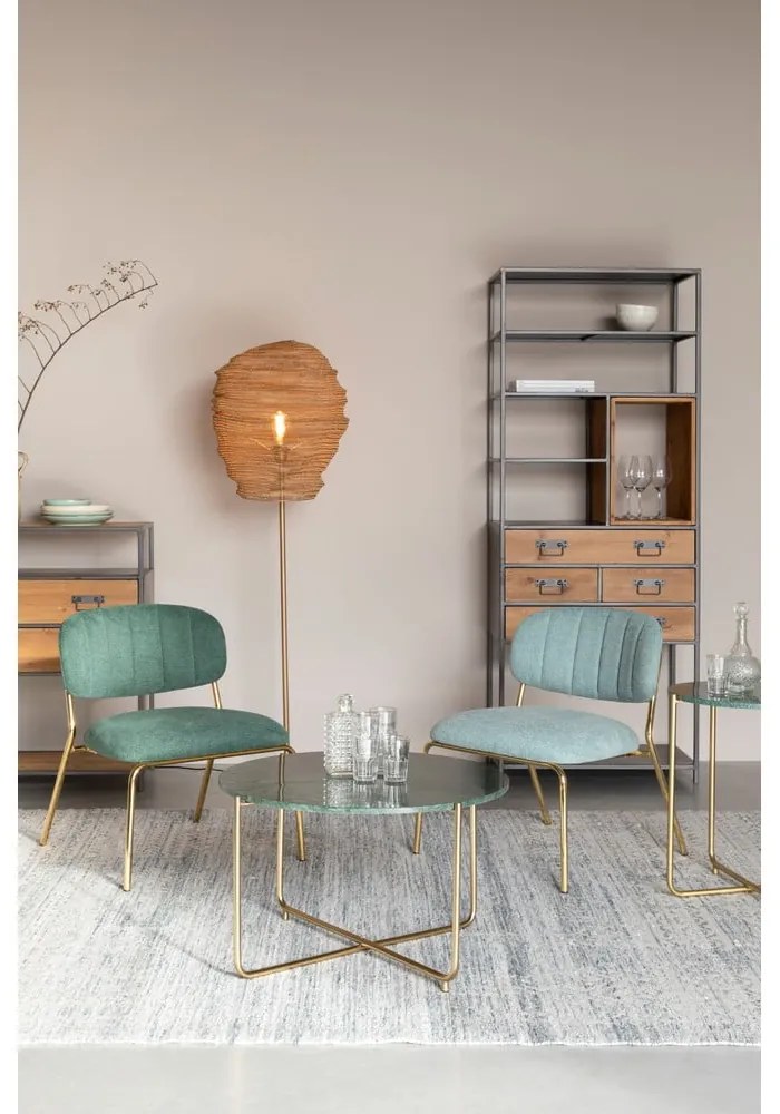 Okrúhly konferenčný stolík s mramorovou doskou v zeleno-zlatej farbe ø 70 cm Timpa – White Label