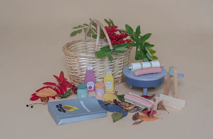 Drevený grilovací kôš pre deti JaBaDaBaDo – grilovací set 3+