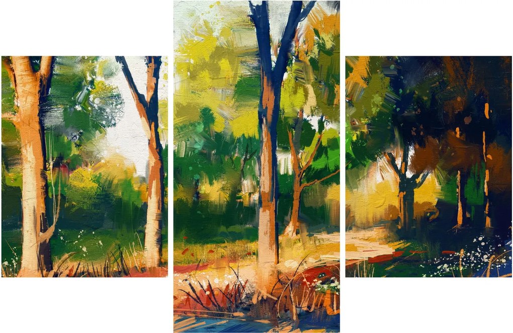 Obraz lesa v letnom slnku, maľba (90x60 cm)