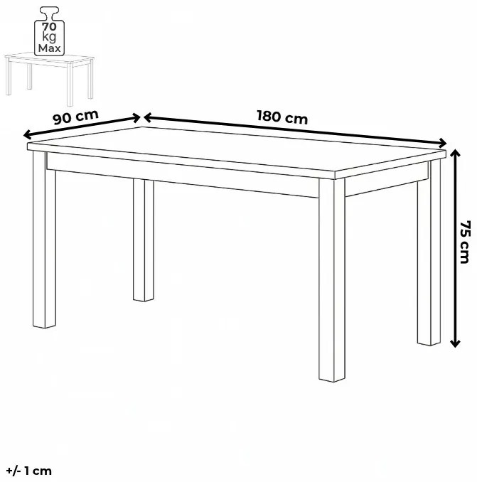 Jedálenský stôl 180 x 90 cm, dub, XXL