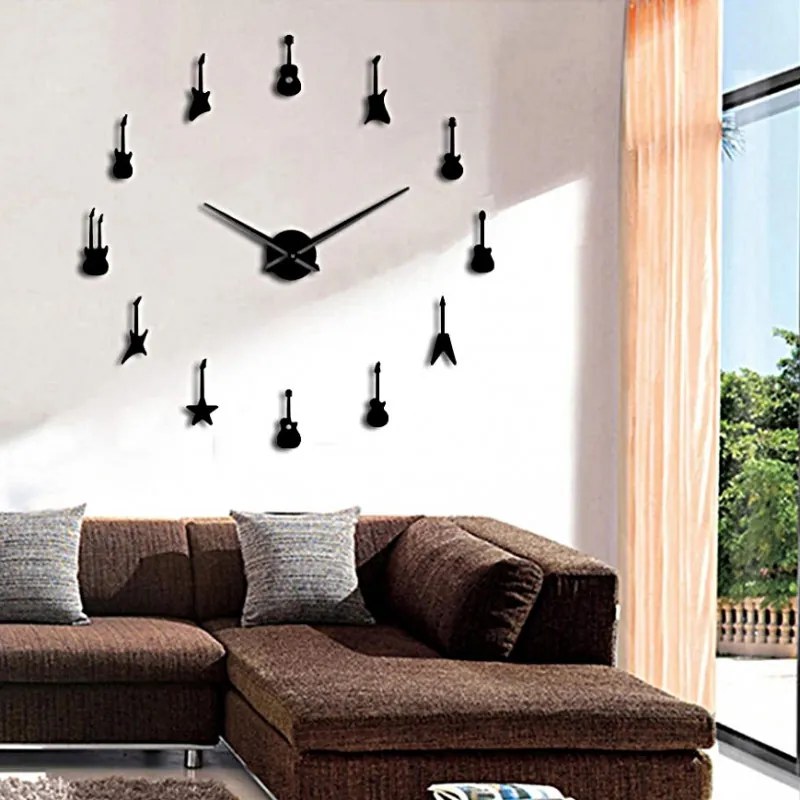 Zrkedlové nalepovacie hodiny na stenu gitara i SENTOP 12SZ065 12S065