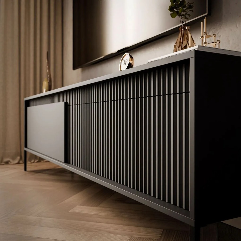 TV STOLÍK RAYMOND ČIERNY MATNÝ 187 cm