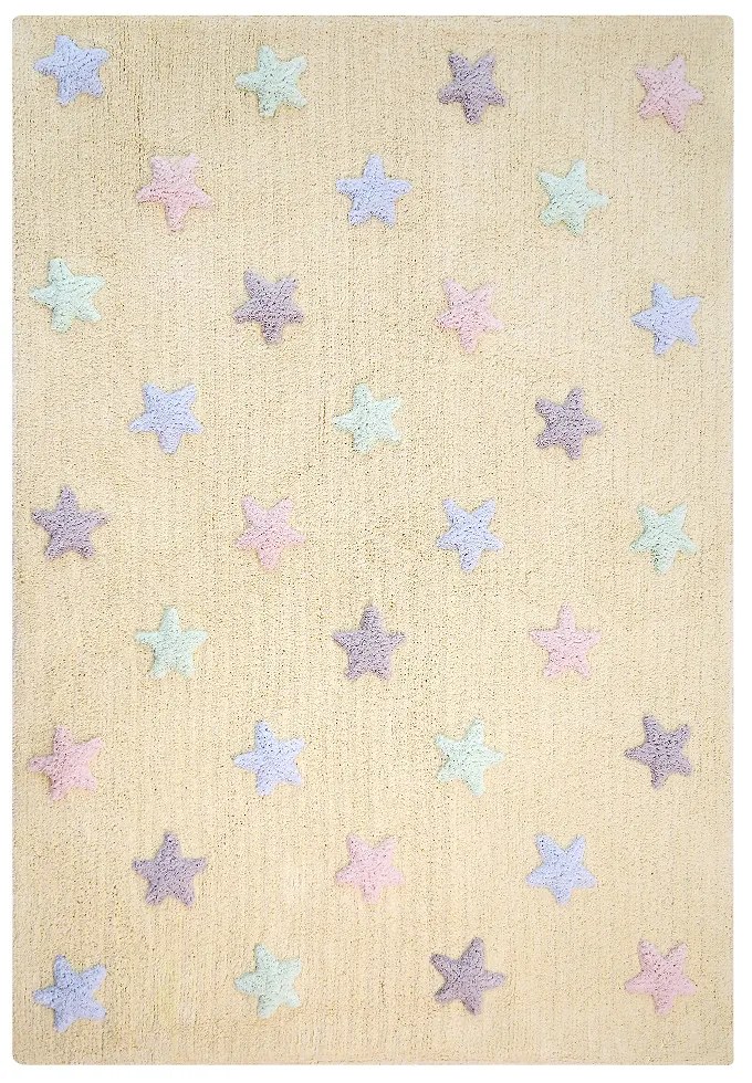 Lorena Canals koberce Pre zvieratá: Prateľný koberec Tricolor Stars Vanilla - 120x160 cm