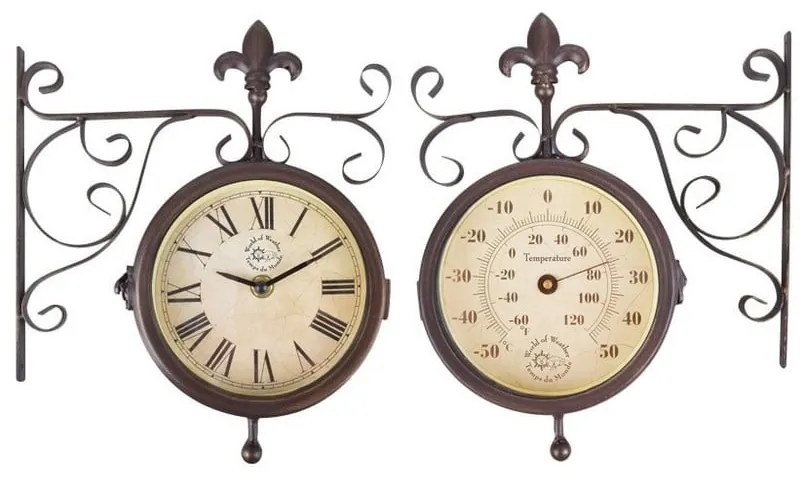 Nástenné hodiny s teplomerom Esschert Design Rustic