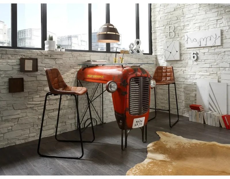 furniture-nabytek.cz - Lakovaný kovový barový stôl v červenej farbe – 122×88×110 cm