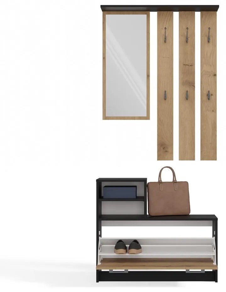 Predsieňová stena GARDE 85 cm antracit/dub artisan