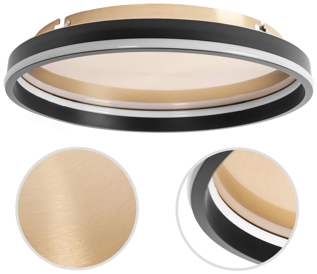 Toolight Toolight, LED stropné svietidlo 40cm, 22W, APP1464, čierna-zlatá, OSW-07981