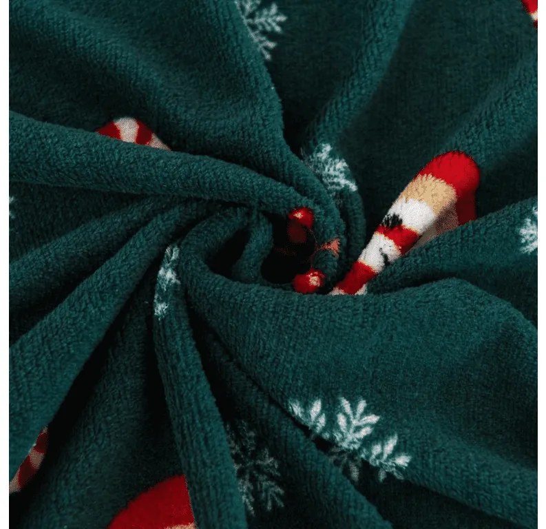 Plachta mikroplyš SNOWMAN AND GINGERBREAD 160x200 cm zelené