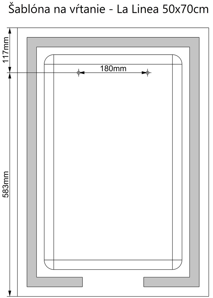 LED zrkadlo La Linea 50x70cm teplá biela - diaľkový ovládač Farba diaľkového ovládača: Biela