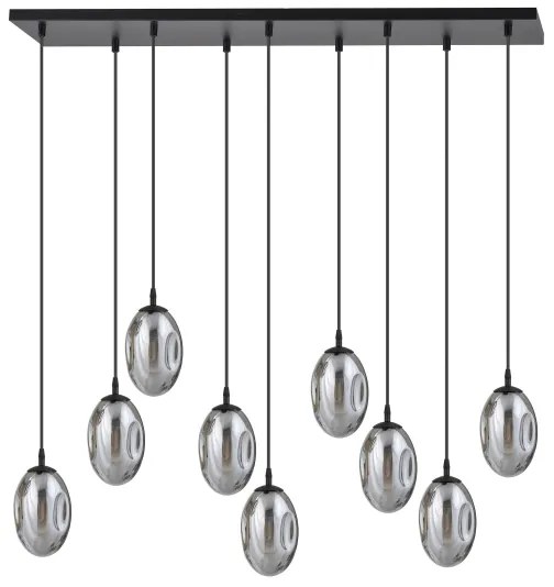 Luster na lanku ASTRAL 9xE14/10W/230V čierna/dymová
