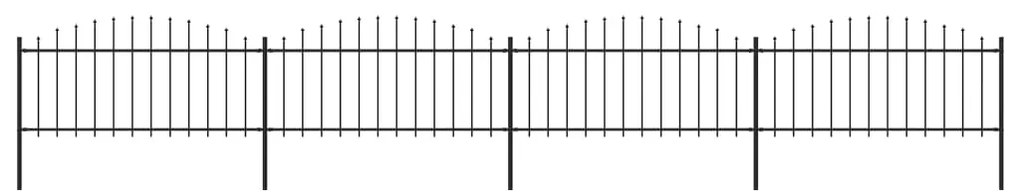 vidaXL Záhradný plot s hrotmi, oceľ (0,5-0,75)x6,8 m, čierny