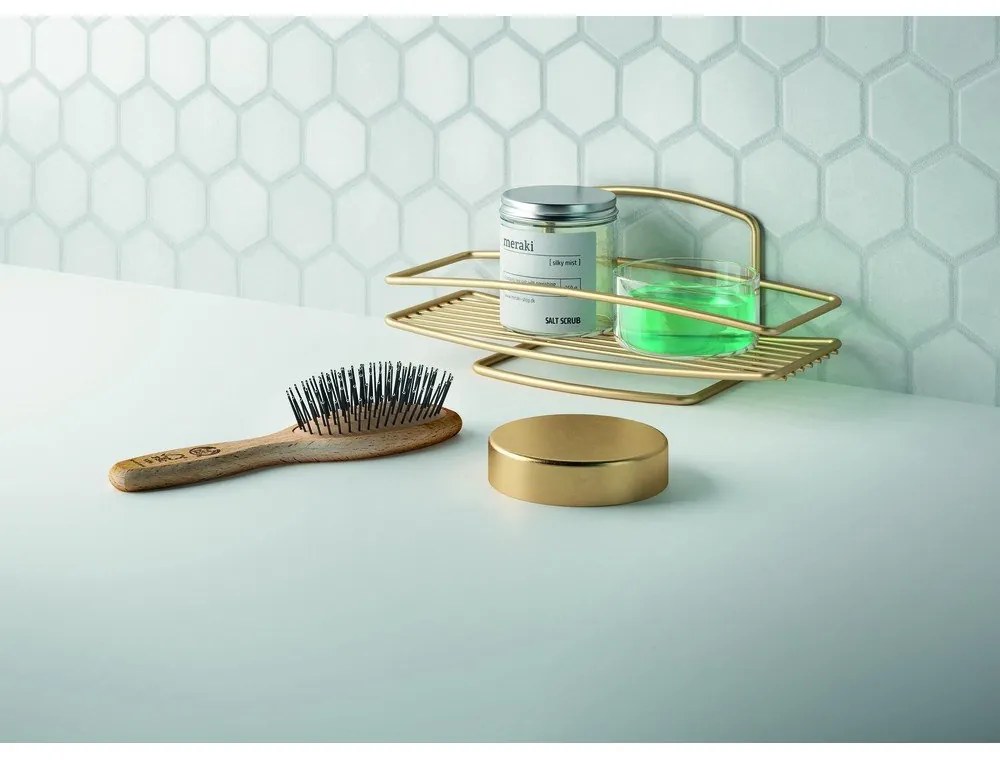 Oceľová kúpeľňová polička v zlatej farbe Onda – Metaltex