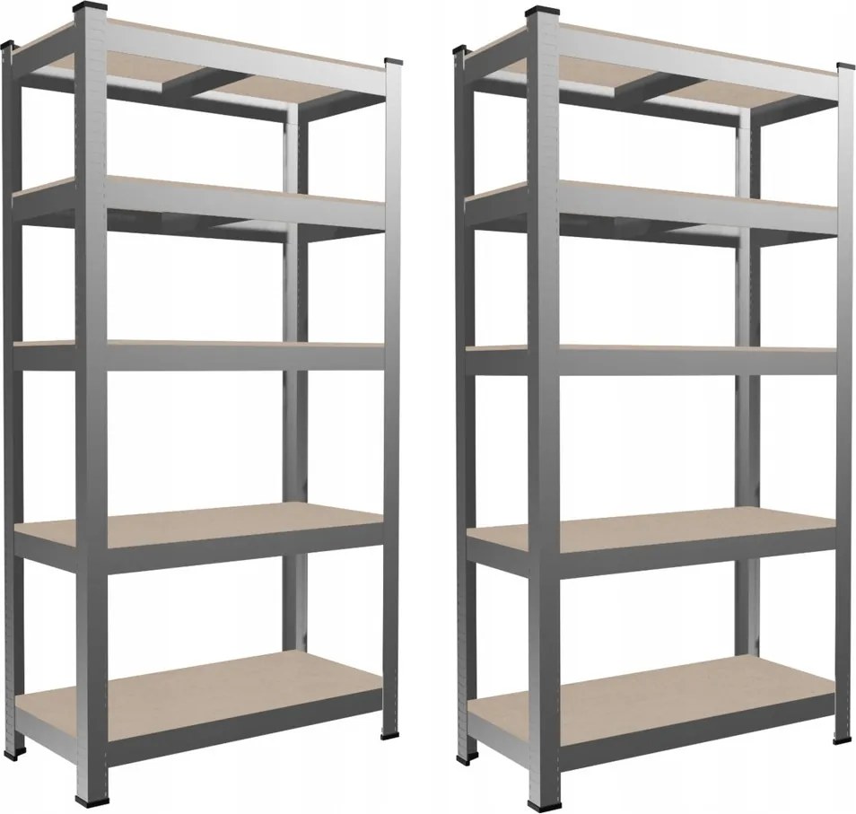 CH Sada dvoch 5-policových kovových úložných regálov Tosca IV. 180 x 90 x 30 cm
