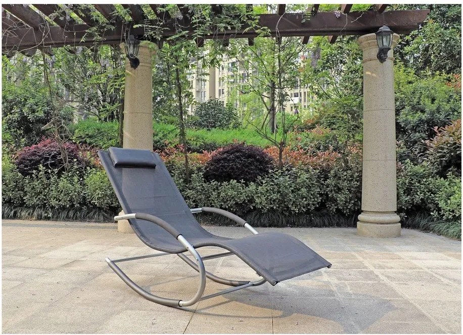 Čierne kovové záhradné ležadlo Naxos – Garden Pleasure