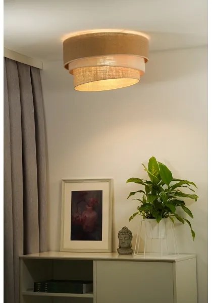Duolla - Stropné svietidlo YUTE TRIO 1xE27/15W/230V pr. 45 cm hnedá/šedá/béžová