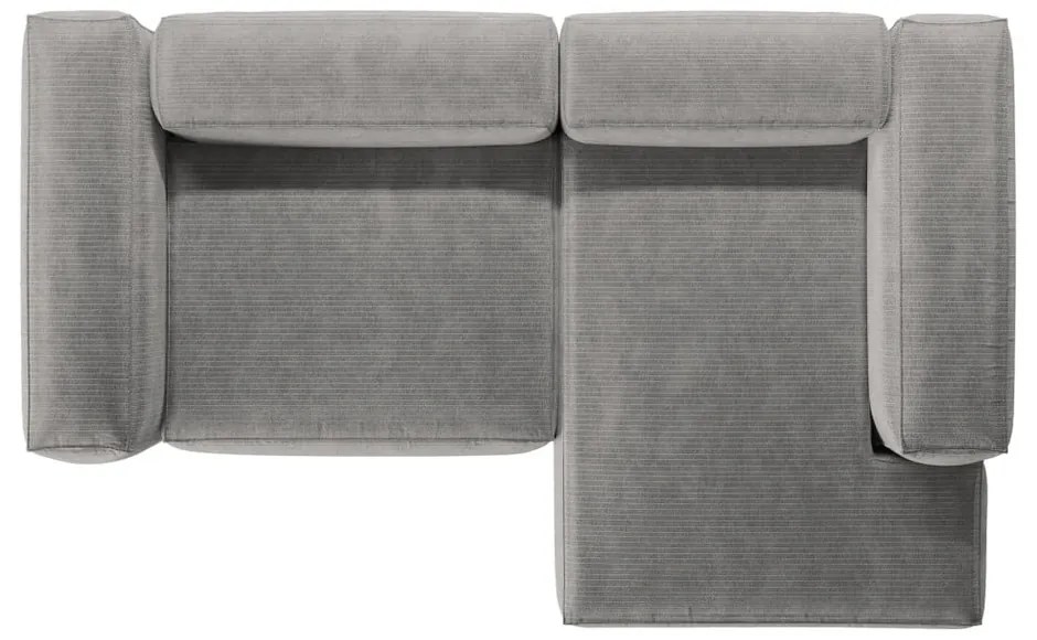 Svetlosivá menčestrová rohová pohovka (pravý roh/s leňoškou) Bergamo – Cosmopolitan Design