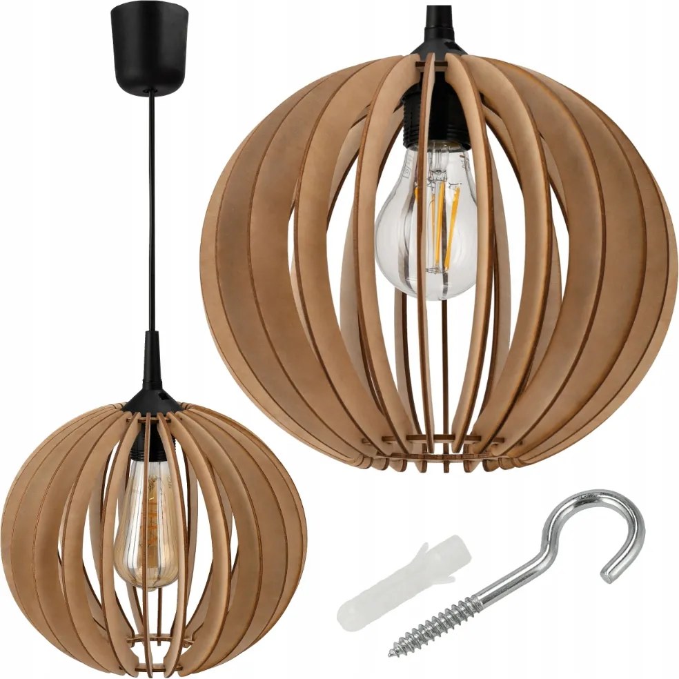 ZÁVESNÝ STROPNÝ LUMPER LED E27 NASTAVITEĽNÝ 0-100CM DREVENÉ TIENIDLO