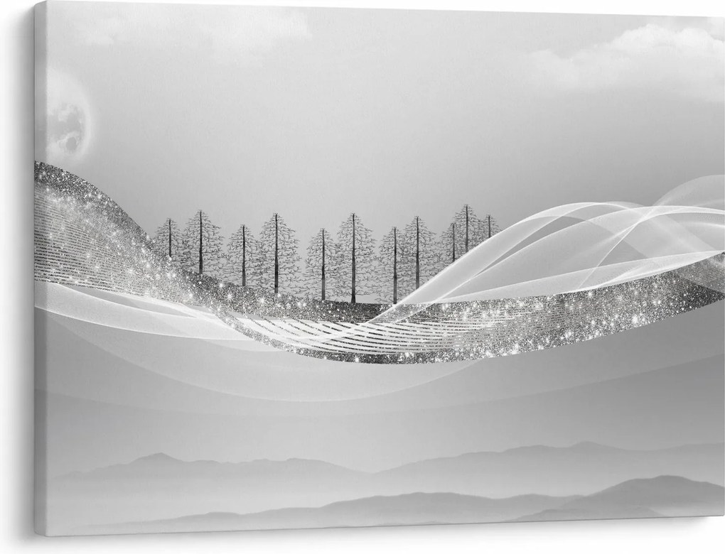 Obraz - Strieborná krajina (70x50 cm)