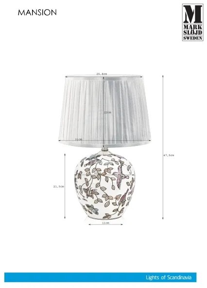 Markslöjd 107040 - Stolná lampa MANSION 1xE27/60W/230V