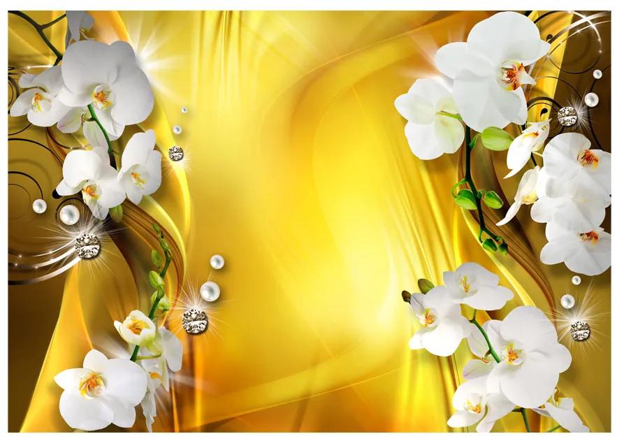 Artgeist Fototapeta - Orchid in Gold Veľkosť: 100x70, Verzia: Premium