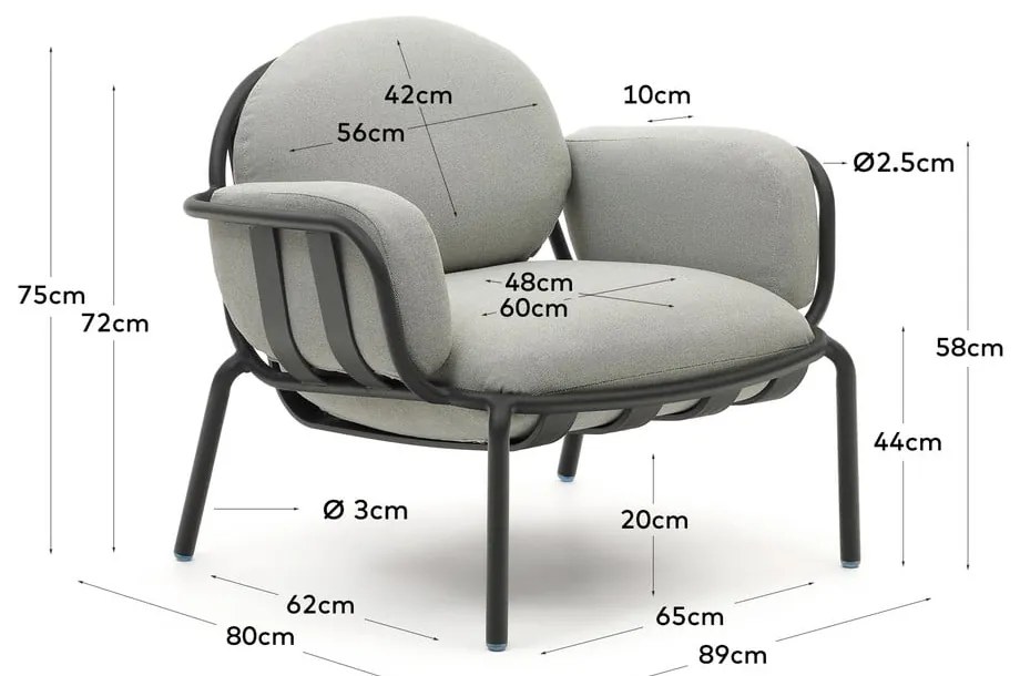 Sivé kovové záhradné kreslo Joncols – Kave Home