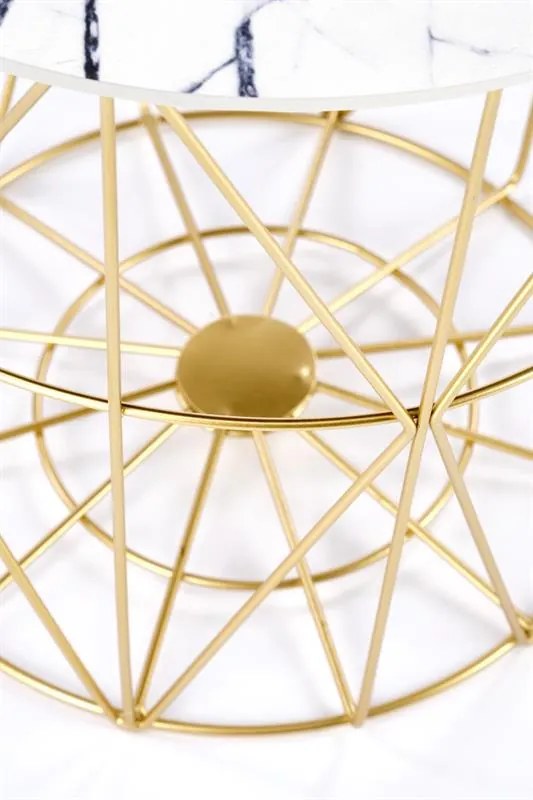 KONFERENČNÝ STOLÍK MANUEL BIELY MRAMOR / ZLATÝ