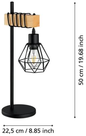 Eglo 43136 - Stolná lampa TOWNSHEND 1xE27/60W/230V