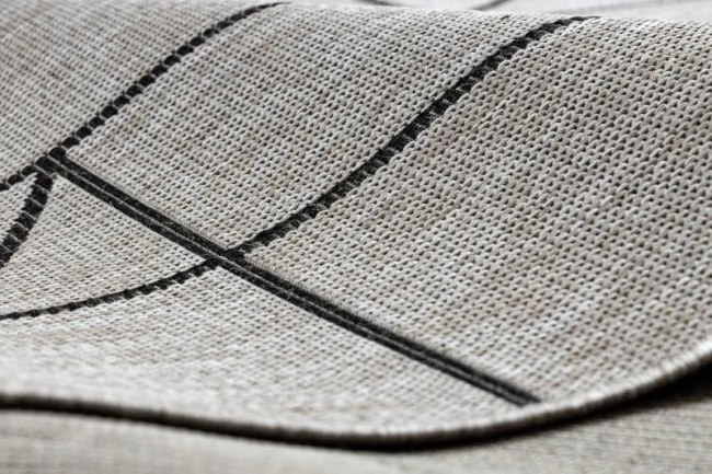 Koberec SIZAL FLOORLUX 20605 geometrický trojuholník - strieborný / čierny