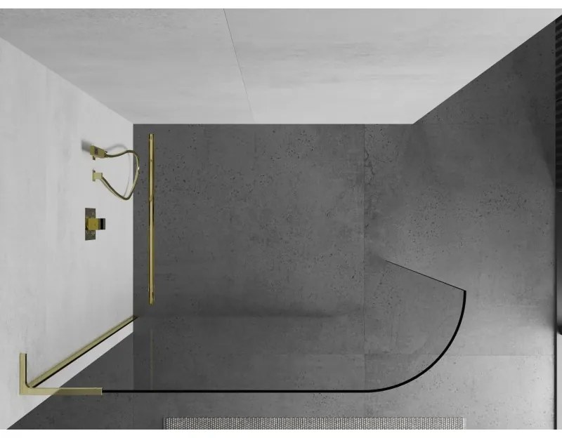 Mexen Kioto L, sprchová zástena Walk-In 100 x 200 cm, 8mm číre sklo, zlatý lesklý profil,800-100-103-50-06
