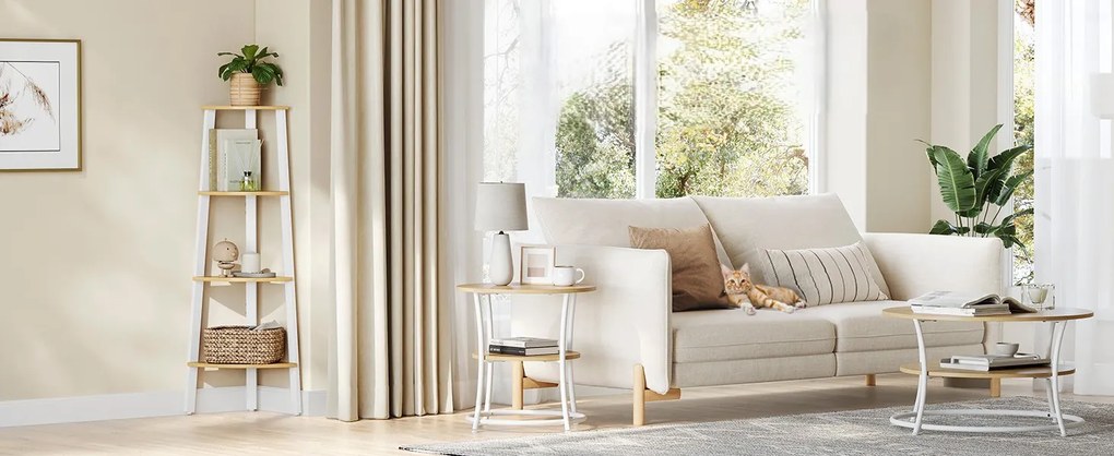 Rohový regál Vasagle Djerha dub prírodný/biely