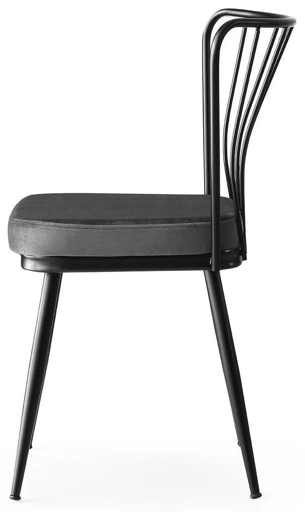 Súprava 2 ks jedálenských stoličiek Yildiz čierna/tmavosivá