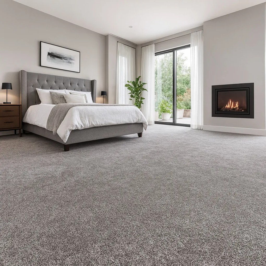 AladinWorld Expres, AKCIA: 120x394 cm Kusový koberec Velur Ultra strieborný - obšitý zo všetkých strán, šíře, šedá, filc, kancelária