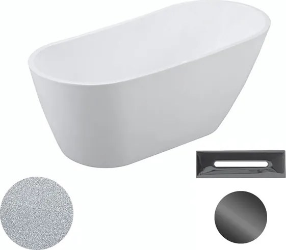 Besco Akrylátová voľne stojaca vaňa Melody Glam S 150x80 (170x80) BESCO-Typ výpuste: Click-Clack s prepadom, biela, BESCO-Rozmery: 150x80, BESCO-Farb…