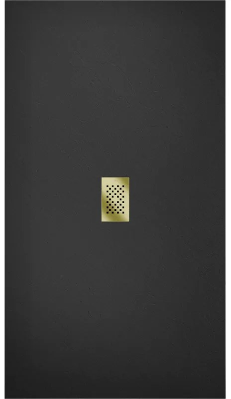 Mexen Hugo, obdĺžniková sprchová vanička SMC 200 x 100 cm, čierna, zlatá krytka, 42701020-G